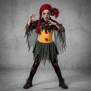 Zombie Clown Child Costume Rubie´s Opus Girl Dress Leggings Wig Halloween 4-6